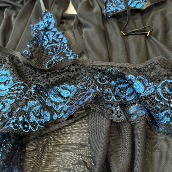 Sexy Lace Babydoll Lingerie with Choker Chemise Nightgown Cut Out Back 2PCS - Picture 6 of 11